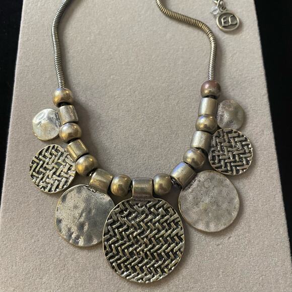 Erica Lyons Two Tone Rustic Medallions Necklace - Picture 2 of 2